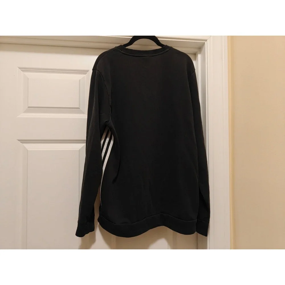 Adidas Mens Essentials 3-Stripes Fleece Sweatshirt Black GT9437 Size Large‎